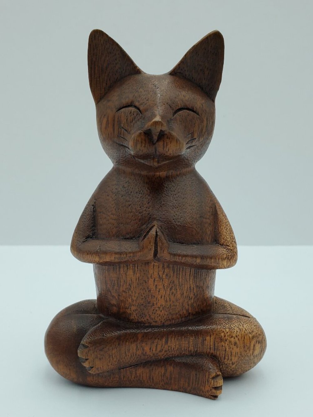 Ruth + Wilde Namaste Cat Wood Yoga Cat Figure Wooden Zen Cat Statue